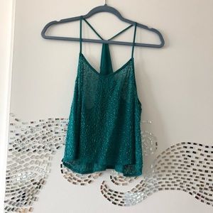Teal beaded topshop crop cami